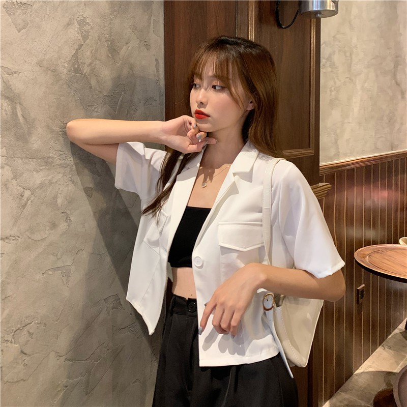 📷 Áo Blazer tay ngắn, kiểu croptop ( 2 màu ) | BigBuy360 - bigbuy360.vn