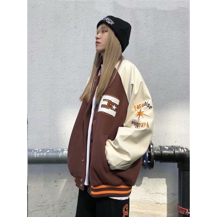 Áo Khoác Bóng Chày Dáng Rộng Phong Cách Hàn Quốc Cho Nam Nữ