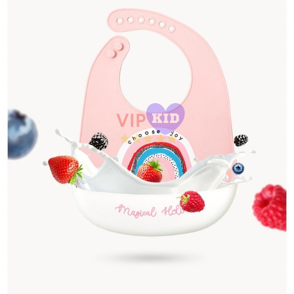 Yếm ăn dặm, Yếm máng silicon cho bé siêu mềm, an toàn không chứa BPA - VIPKID