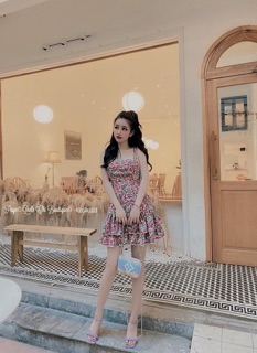 Đầm xoè tiểu thư hai dây tầng (Ảnh thật shop chụp)