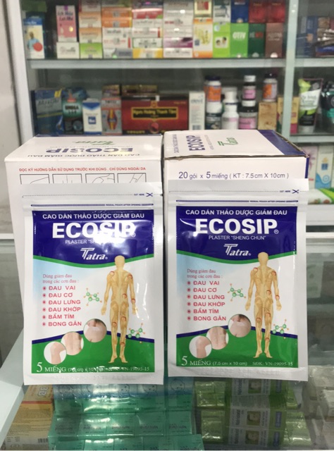 [Hàng Chính Hãng] - COMBO ECOSIP 20 gói x 5 miếng ( 7,5cmx10cm) - cao dán thảo dược - [ Bảo Lâm Pharma ]