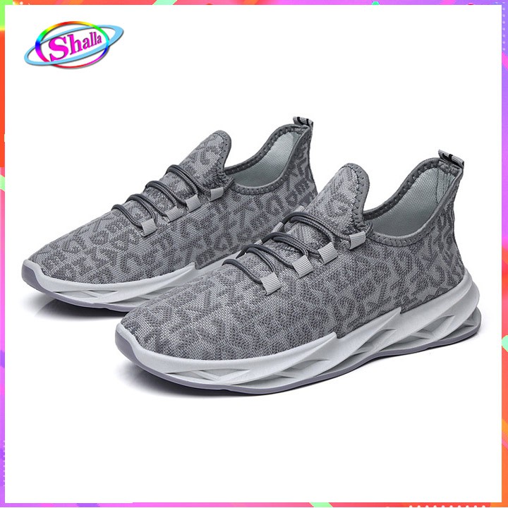 Giày Sneakers buộc dây Đế sấm sét xám ký tự du lịch thể thao K21 Shall