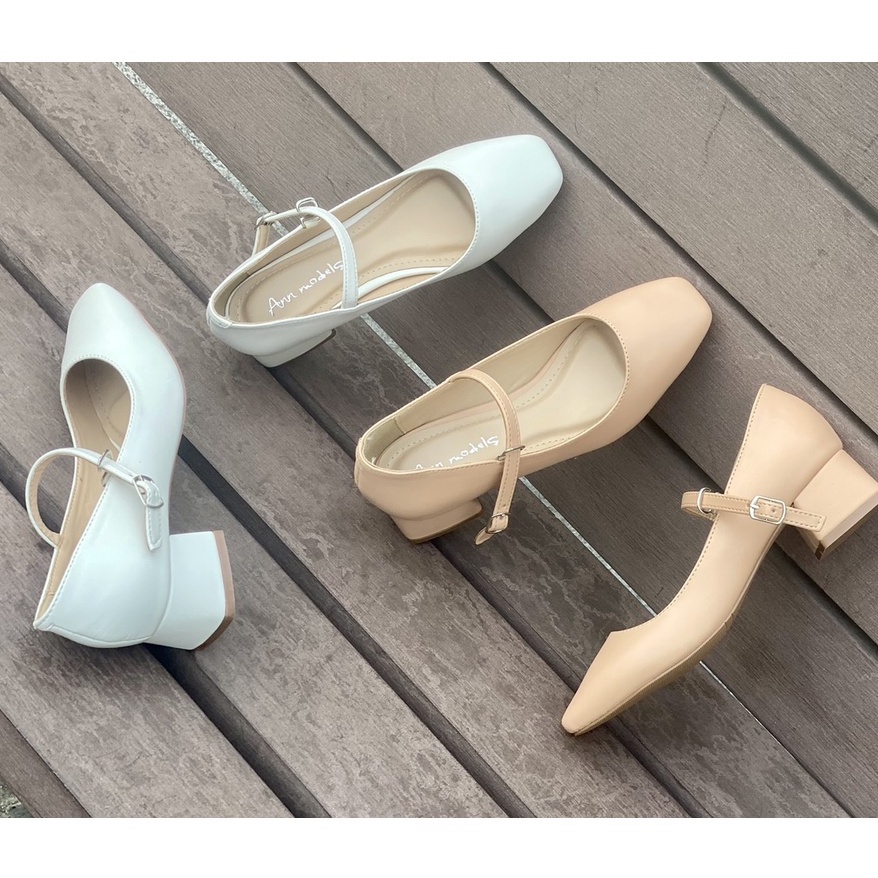 Giày mary jane cao gót mũi vuông đế vuông cao 3p thời trang Annmodes_A1004QNDXM