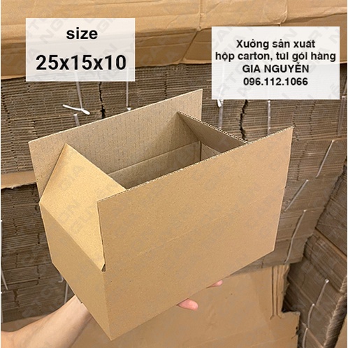 20 hộp carton vận chuyển hàng 25x15x10 dày đẹp Gia Nguyễn