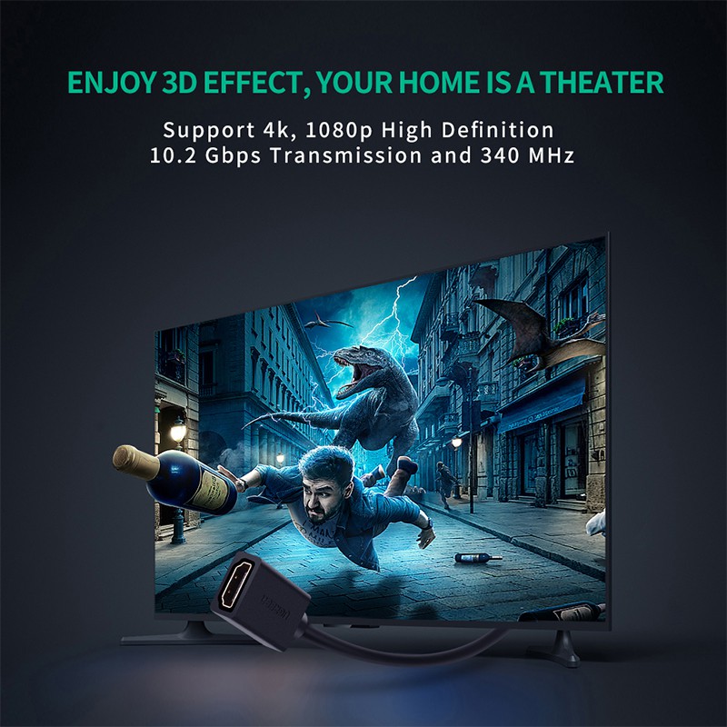 Dây cáp mở rộng UGREEN 0.5m HDMI 1080P 3D cho máy tính/HDTV/máy chiếu