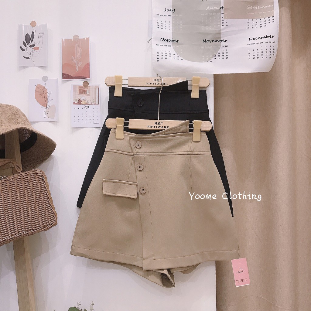 Quần giả váy cạp vạt lệch khuy umi lụa , chân váy cạp lệch khuy umi lụa cho nữ Yoomeclothing [ ẢNH THẬT SHOP CHỤP] | BigBuy360 - bigbuy360.vn