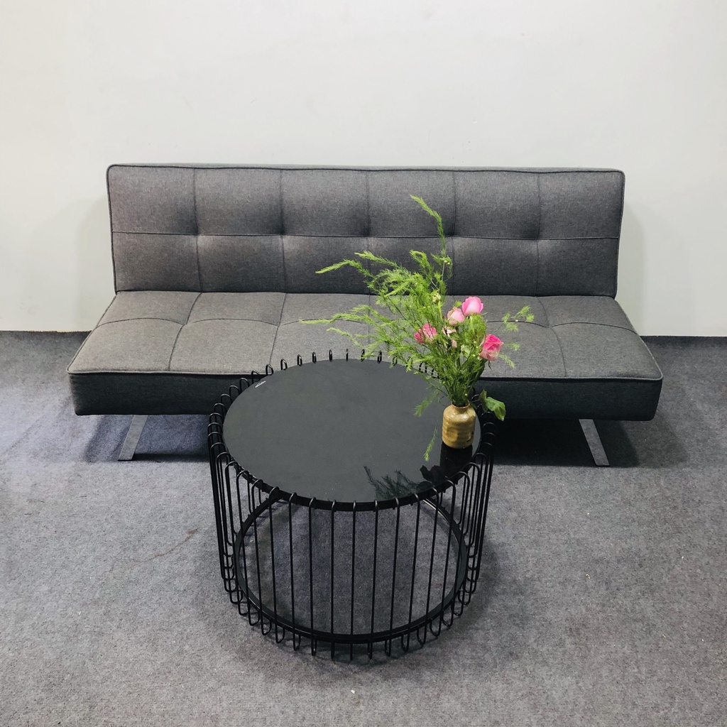 ( Hỏa tốc) Bàn trà, bàn sofa mẫu lồng chim mặt kính đen, chân sắt sơn đen sang trọng