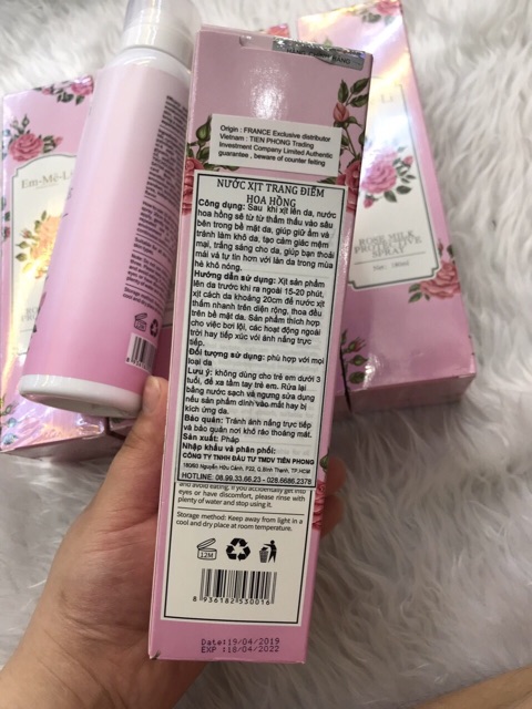 Nước xịt trang điểm hoa hồng Em-Me-Li Pháp | BigBuy360 - bigbuy360.vn