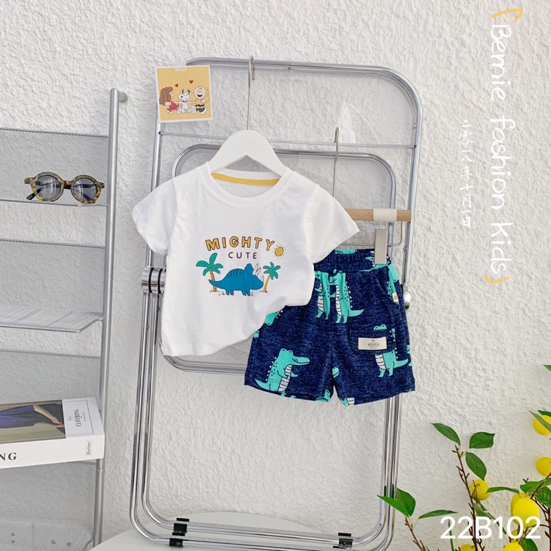 Bộ short cotton cá sấu bé trai-MS72