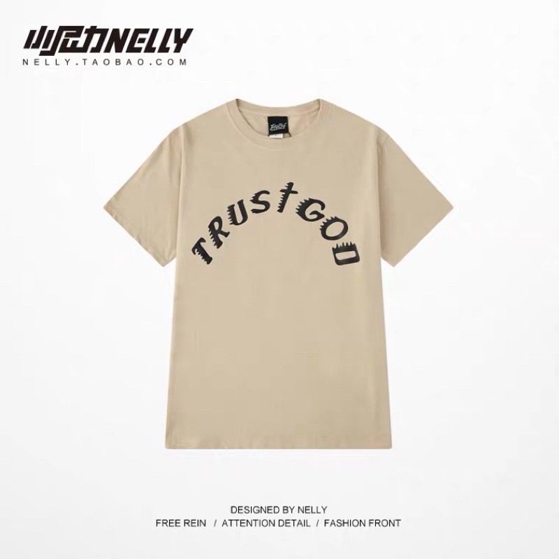 Áo thun tay lỡ  Nelly Heybig form rộng dành cho nam và nữ TRUST GOD