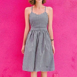 Đầm váy freesize caro nơ sau