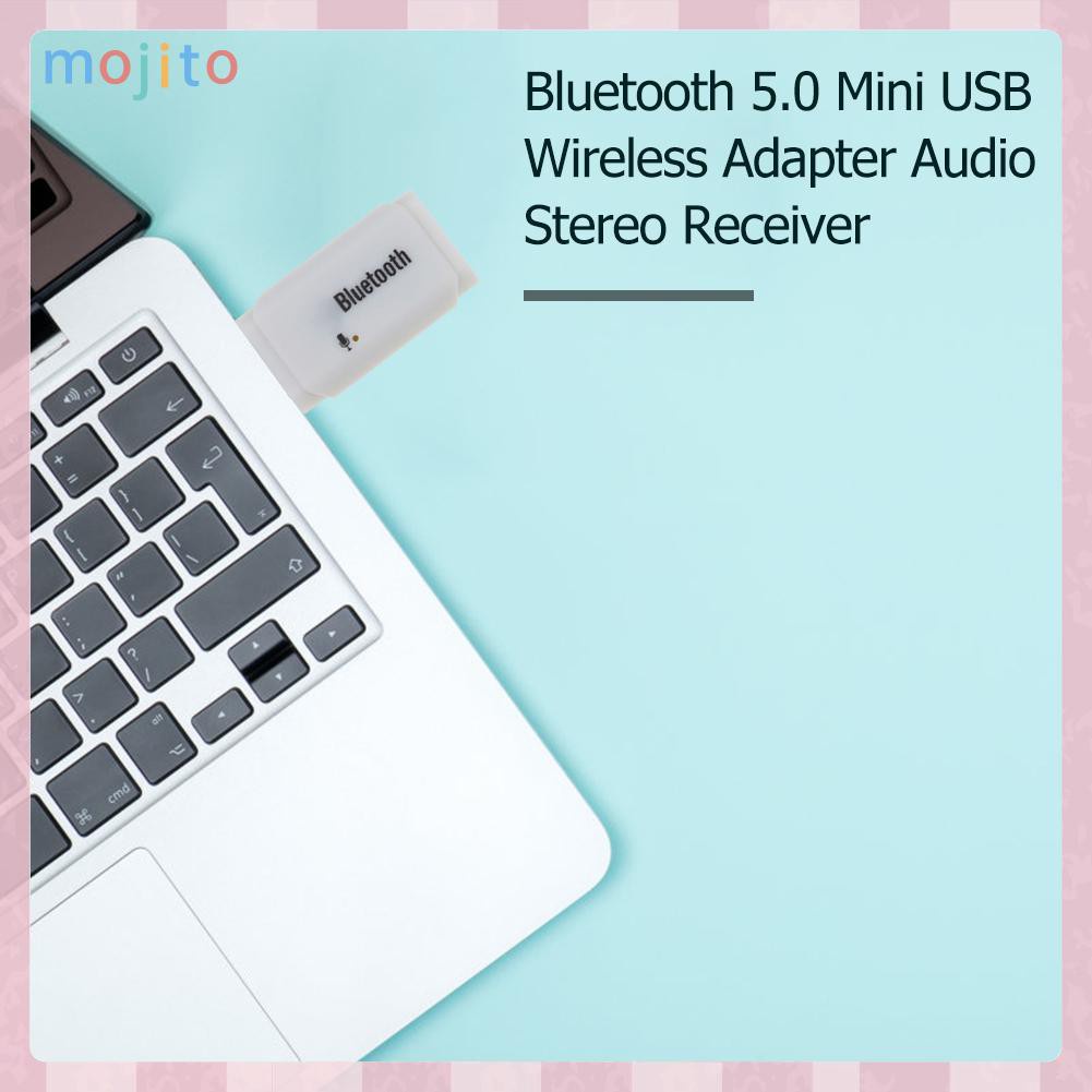 MOJITO Bluetooth 5.0 Mini USB Wireless Adapter Audio Stereo Receiver Car Kit w/Mic