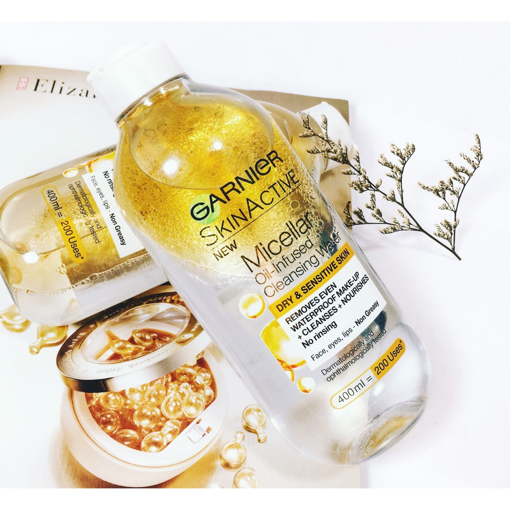 Nước tẩy trang Garnier Pháp 400ml, 125ml dầu vàng nắp trắng chính hãng | BigBuy360 - bigbuy360.vn