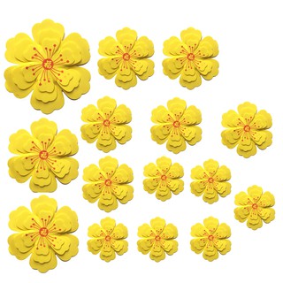 Combo 10 bông hoa Mai kép 3 lớp nhiều kích cỡ trang trí Tết