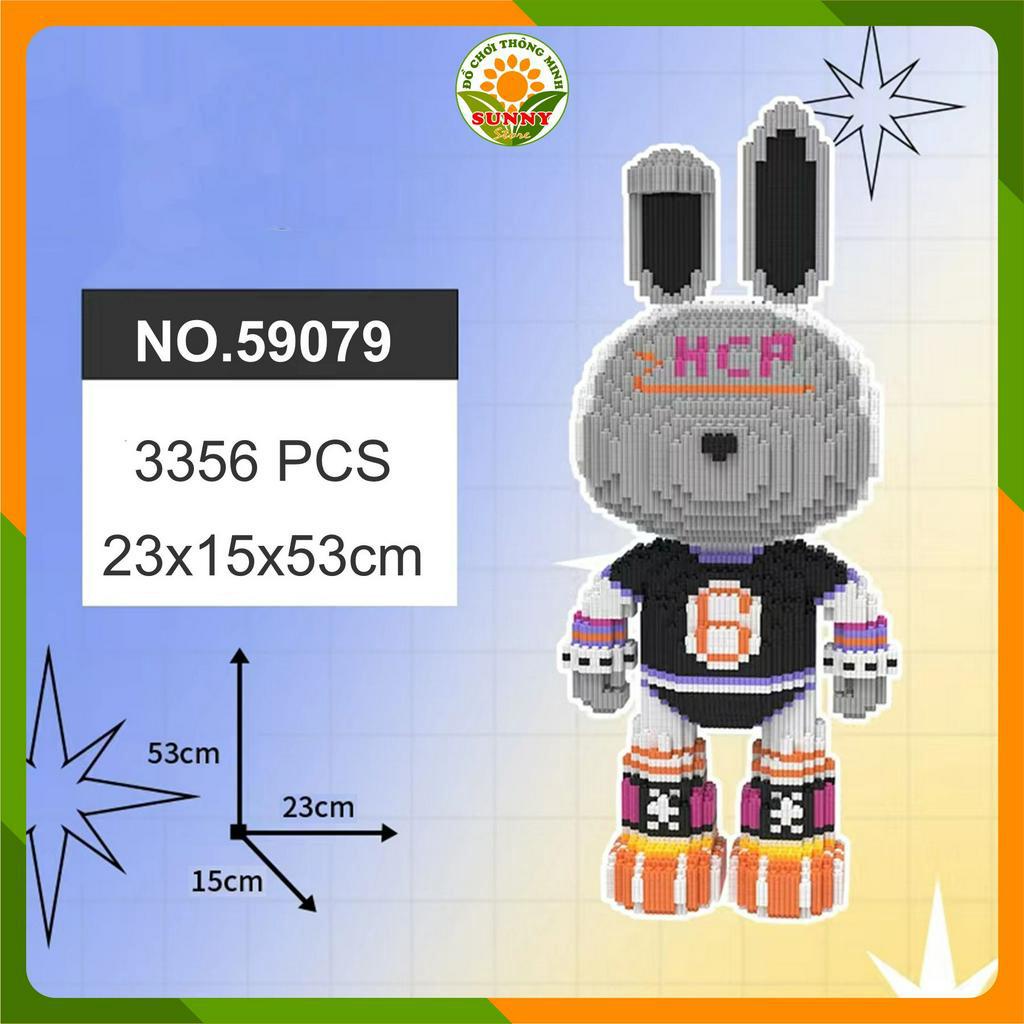 Đồ chơi lắp ghép Thỏ Mo Mo sắc màu cá tính - Mô hình lắp ghép 3D Thỏ Mo Mo - Cao 53cm - 3500+pcs - Sunny