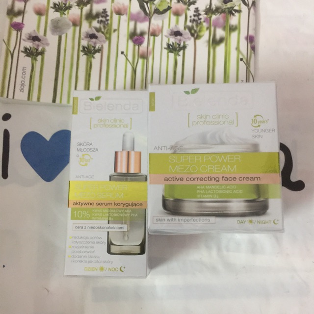 Combo serum và kem bielenda màu xanh lá