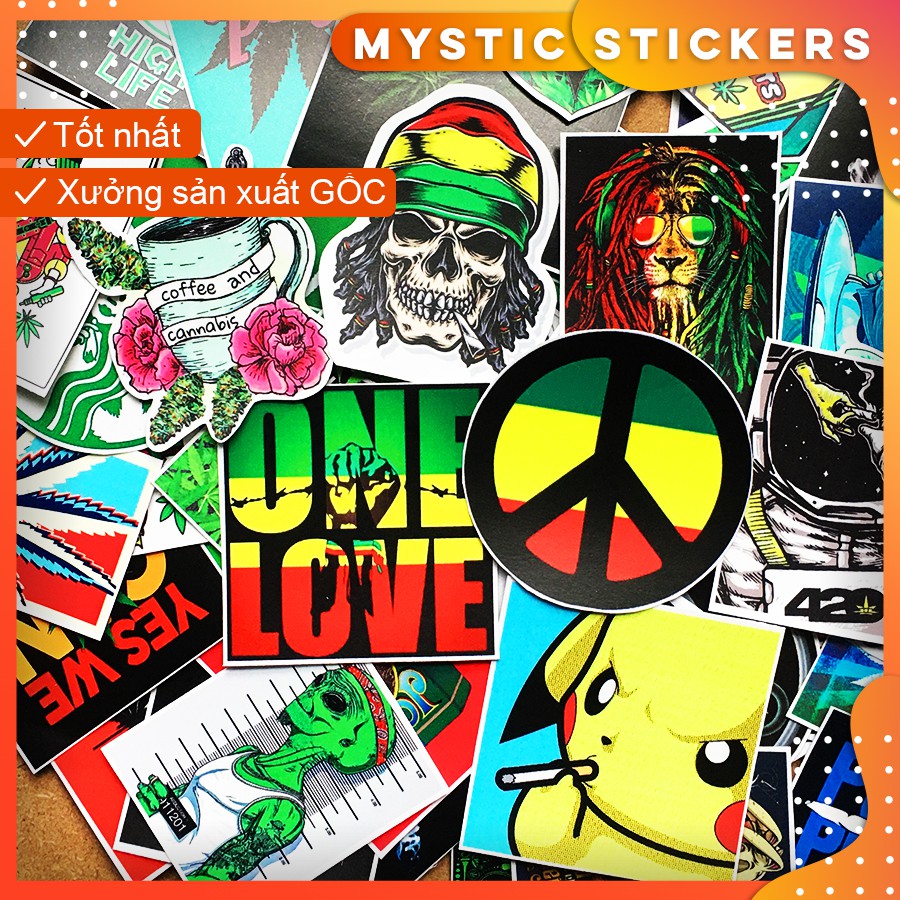 [RASTA-4.2.0] 119 Sticker chống nước/ trang trí, set mix ,dán xe laptop mũ bảo hiểm vali...