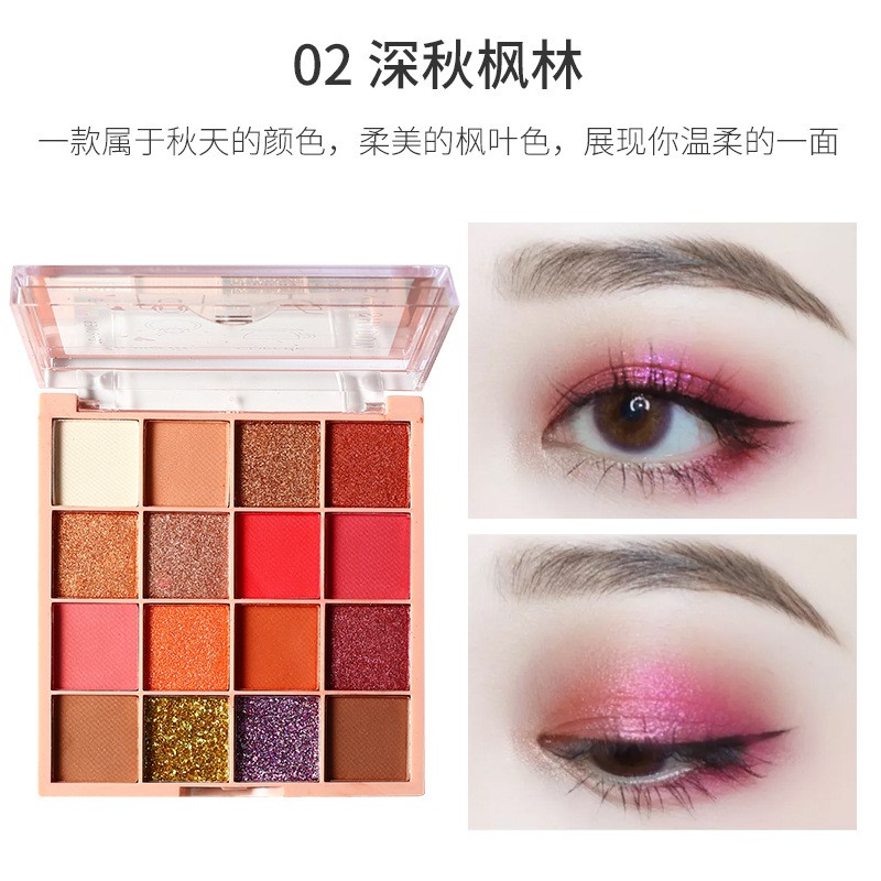 (Bán Buôn – Sỉ) Bảng Phấn Mắt Lameila Tutu 16 ô màu Eye Shadow Coffee x Lemon Tea Có Nhũ ( Chustore P31) | BigBuy360 - bigbuy360.vn