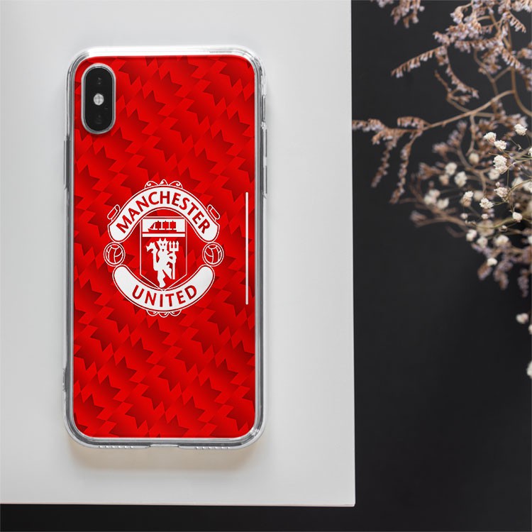 Ốp bóng đá logo Man utd ốp lưng nhựa dẻo nền đỏ clb manchester dành cho Iphone 5 đến 12 promax FOO20210227