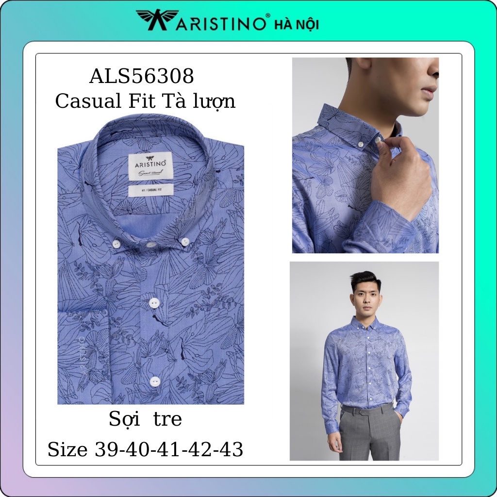 Áo sơ mi nam dài tay ARISTINO sợi tre kháng khuẩn from rộng ALS56308