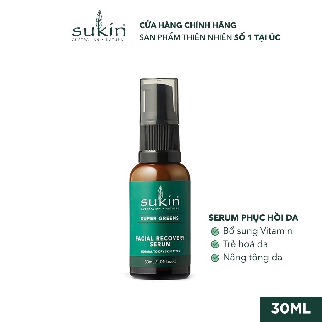 Serum Dưỡng Da Sukin Super Greens Facial Recovery Serum 30ml