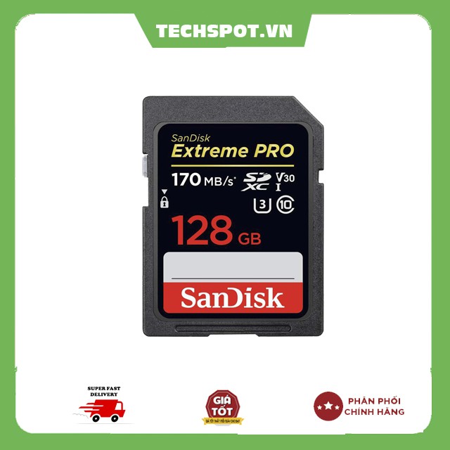 Thẻ nhớ SDXC SanDisk Extreme PRO 128GB UHS-I U3 4K V30 170MB/s - Model 2019 (SDSDXXY-128G-ANCIN)