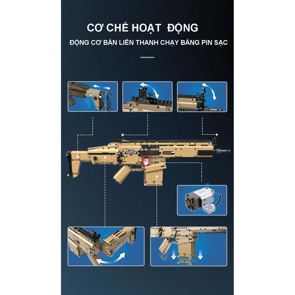 Bộ Đồ Chơi Xếp Hình Thương Hiệu CaDA Lắp Ráp LEGO Mô Hình Súng SCAR-L 1406 Mảnh Ghép ( HOT 6