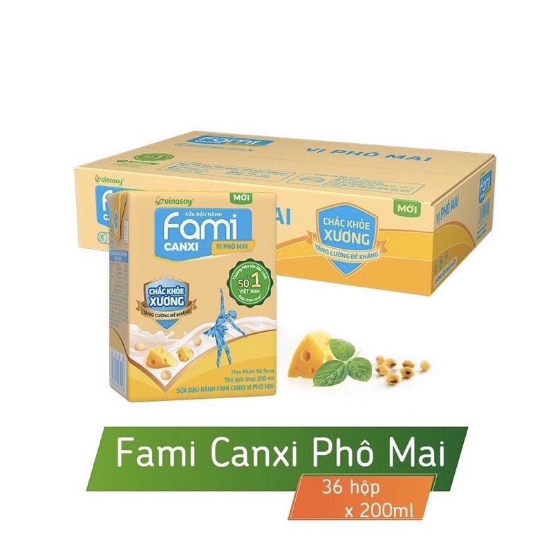 Thùng 36 Hộp Đậu Nành Fami Canxi Phomai - 200ml