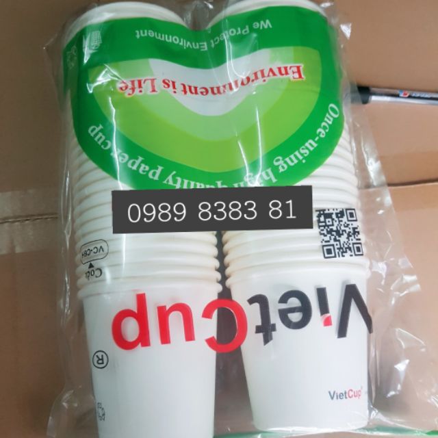 Cốc giấy VietCup 180ml combo 50 cái giá 25k