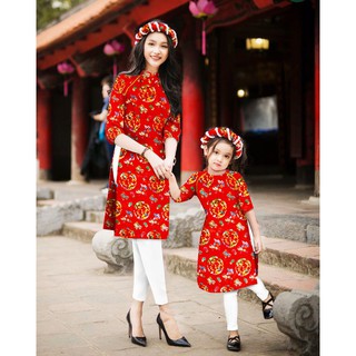 Giá xưởng - áo dài cách tân gấm in 3d mẹ