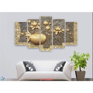 TRANH DÁN TƯỜNG LỌ HOA 3D 5 BỨC GHÉP NHIỀU MẪU - TRÁNH DÁN TƯỜNG 3D SONG LONG DECOR