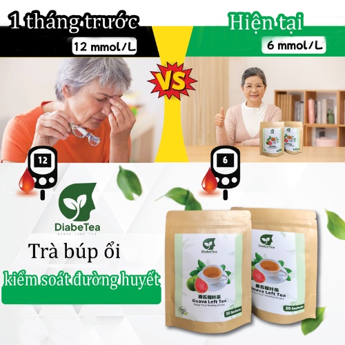 Trà Búp Ổi DiabeTea Giảm Đường Huyết Ngăn Biến Chứng Tiểu Đường 60 gói dùng 1 tháng