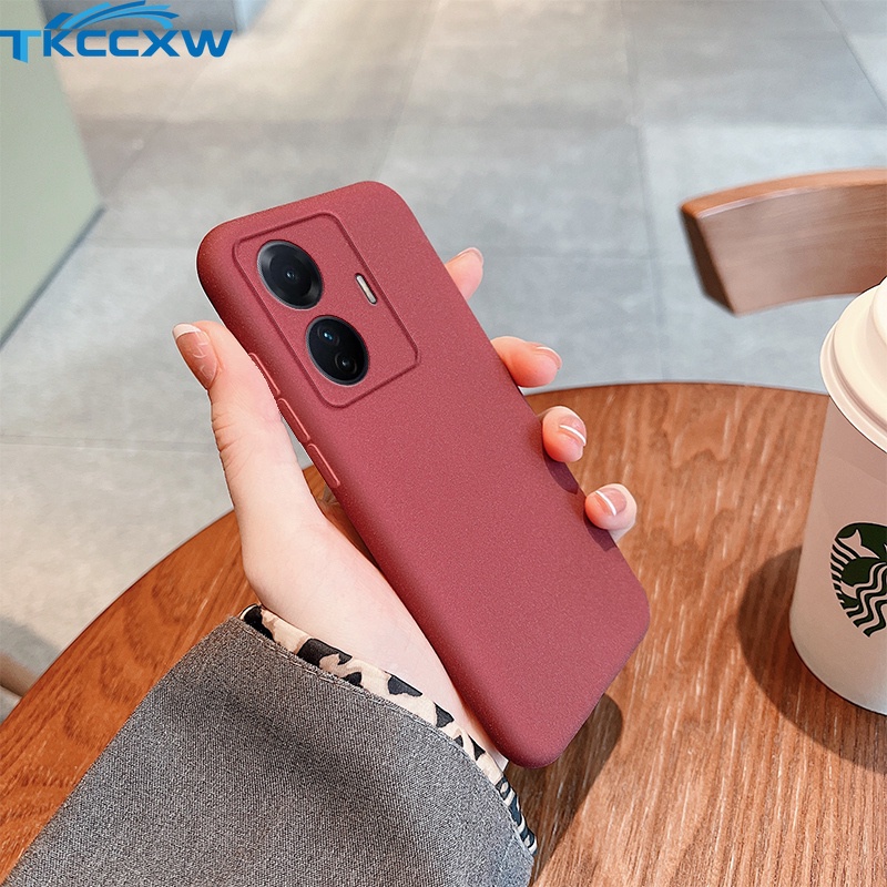 Ốp Điện Thoại Silicone Màu Trơn Mặt Nhám Chống Bám Vân Tay Cho Vivo Y02S Y77 Y55 V25 Pro Y77e IQOO Z6