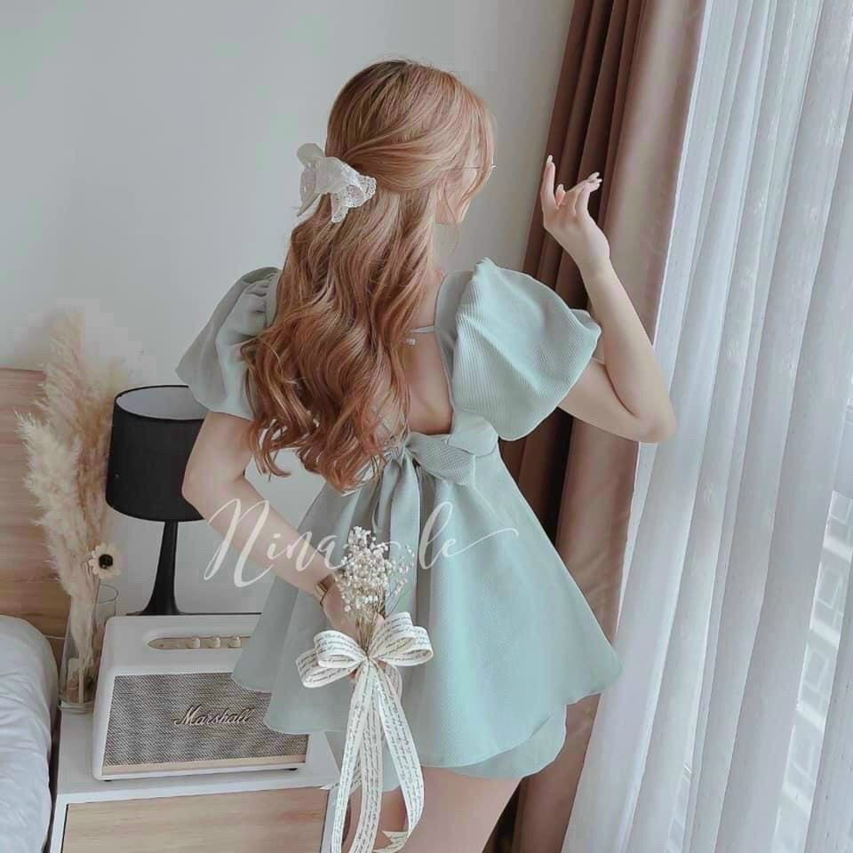 [ Miễn Phí Ship 2022 ] Set bộ đùi vải for hở lưng, set bộ nữ áo váy kèm quần phong cách Hàn Quốc