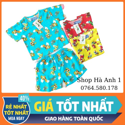 Bộ đùi Bảo Ngọc họa tiết gấu cho bé trai từ 7 đến 22 ký vải tôn/tole/tone/lanh Việt Thắng/ quần áo mặc hè