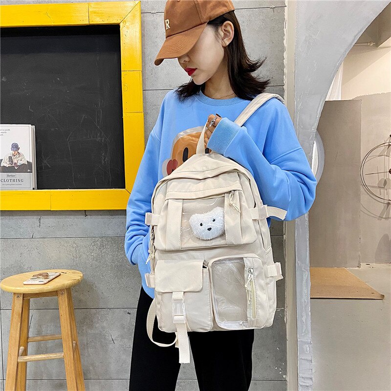 Balo JASMIN NOIR vải canvas hình vuông cỡ lớn thời trang đơn giản thường ngày cho nữ