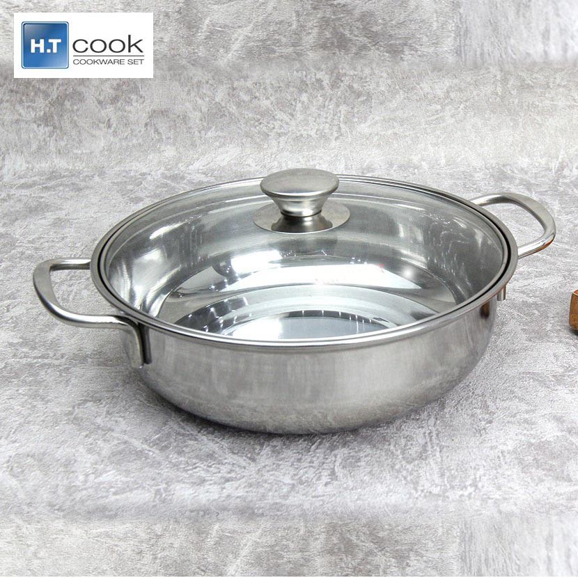 Nồi lẩu Inox cao cấp 1 đáy nắp kính FiveStar HT Cook đường kính 28cm dúng bếp từ