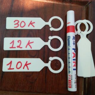 Bút sơn viết chữ lên thẻ tên hoa lan, cây cảnh