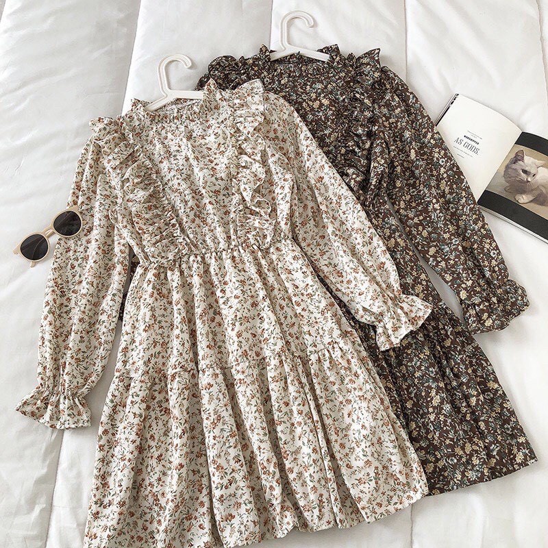 [Quà tặng là chun tóc nữ tính nhiều màu dai dẻo đàn hồi] Váy đầm babydoll hoa nhí viền bèo Lucy Outfit thiết kế bbd | BigBuy360 - bigbuy360.vn