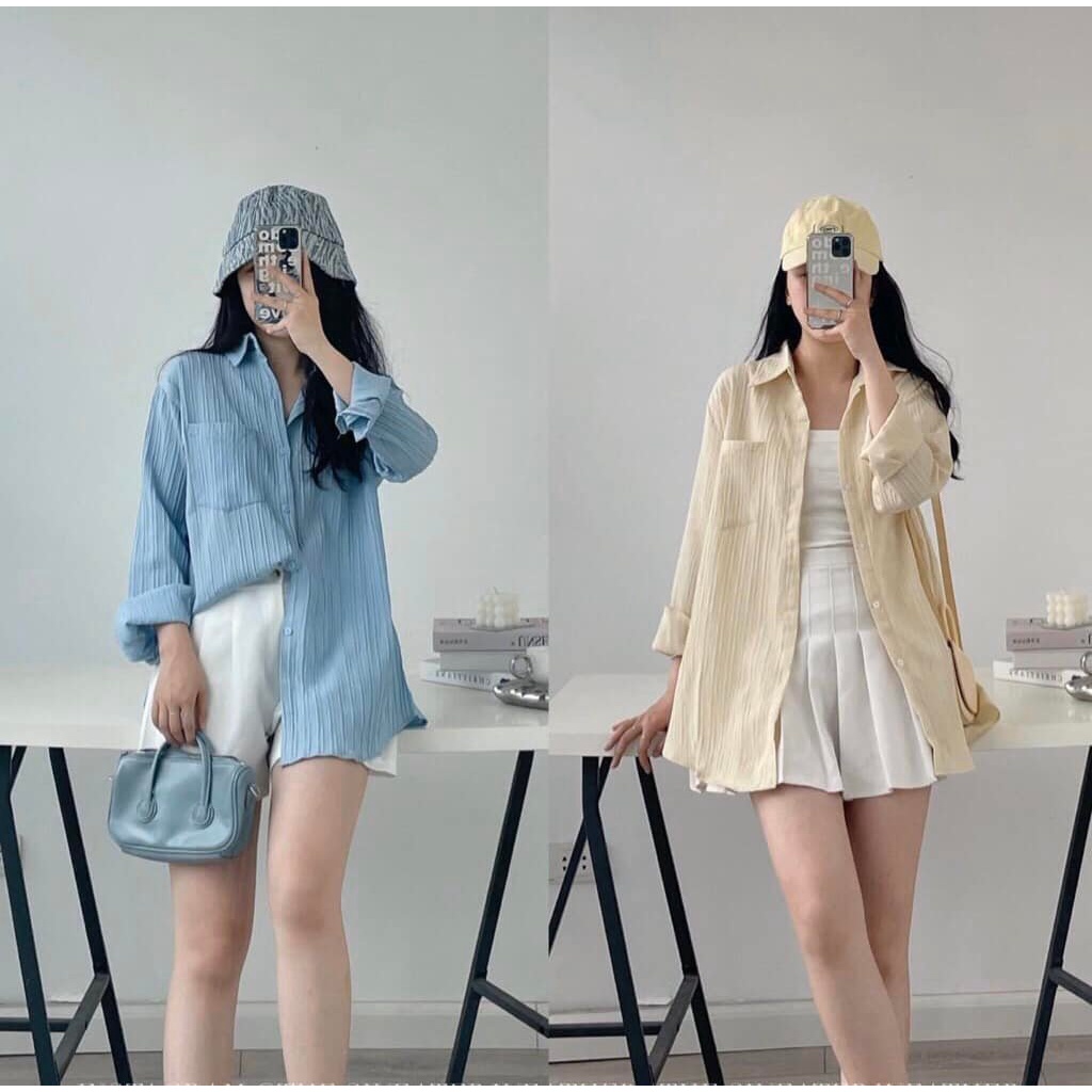 Áo Sơ Mi Dài Tay Đũi Gân PEONYB Nữ [FREESHIP]  Thun kiểu học sinh công sở form rộng dáng đẹp hàn quốc