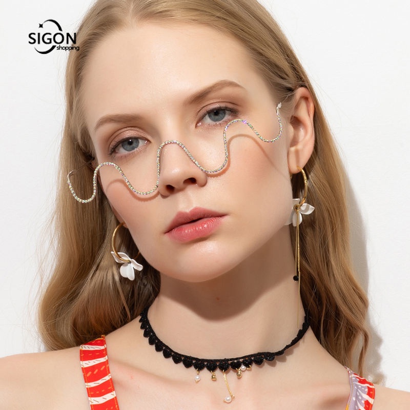 Mắt Kính Không Tròng Đính Đá Thời Trang Sành Điệu Cho Nữ