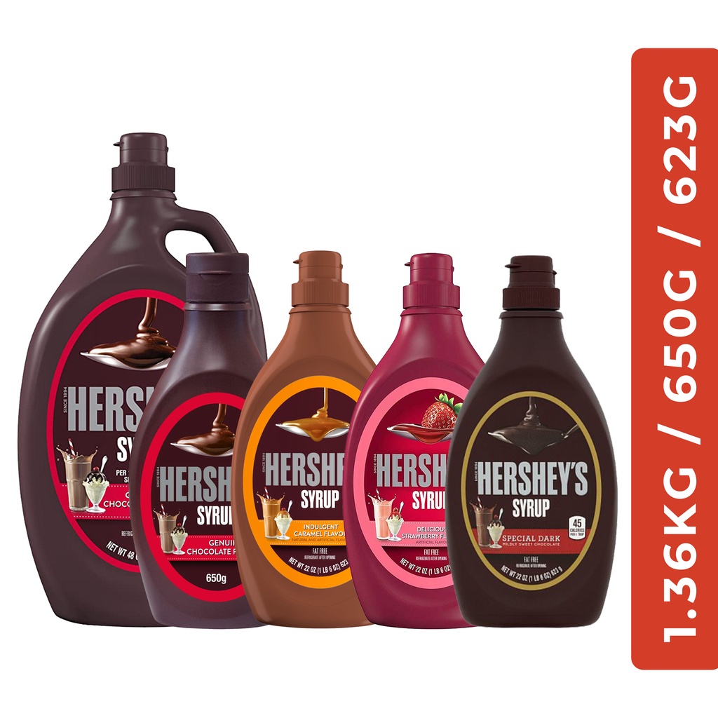 Sốt Socola Siro Hershey's Syrup Chocolate Hàng Mỹ Chai Siêu To Khổng Lồ 1.36kg Nguyên Liệu Pha Chế