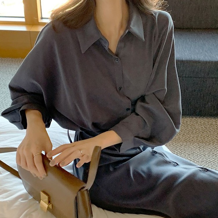 Đầm sơ mi chic dáng suông sang trọng nhiều màu ulzzan