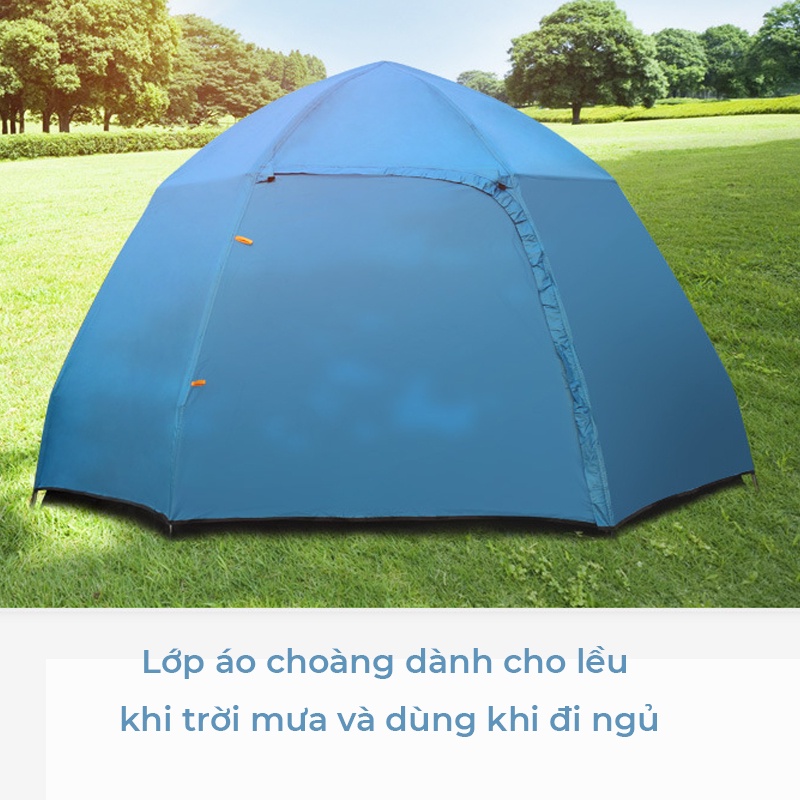 Lều cắm trại 4-6 người lều tự bung 2 lớp chống UV