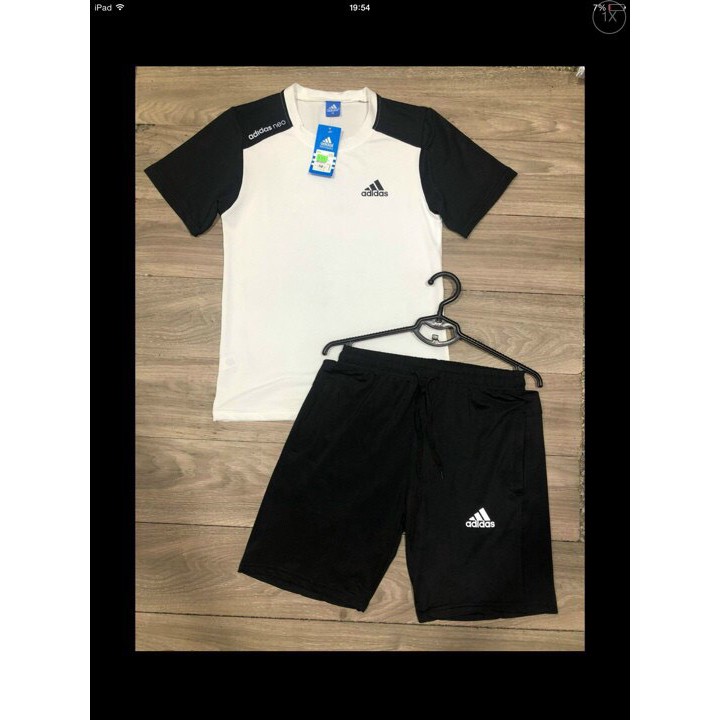 Bộ Hè Nam, Bộ Thể Thao Nam Adidas Cộc tay chất liệu cotton co giãn 4 chiều.