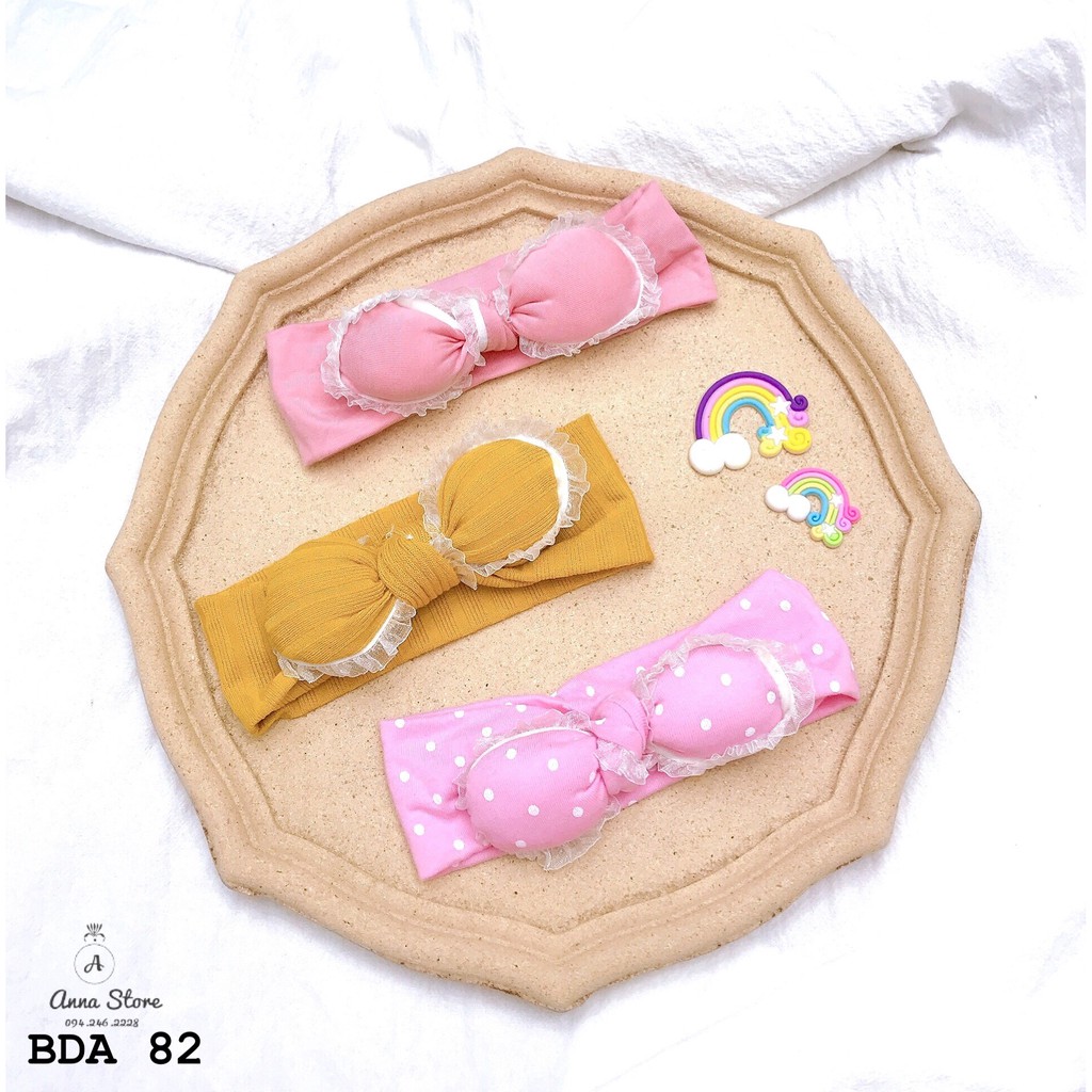 BDA 82 : Băng đô nơ ren cho bé 6-24m