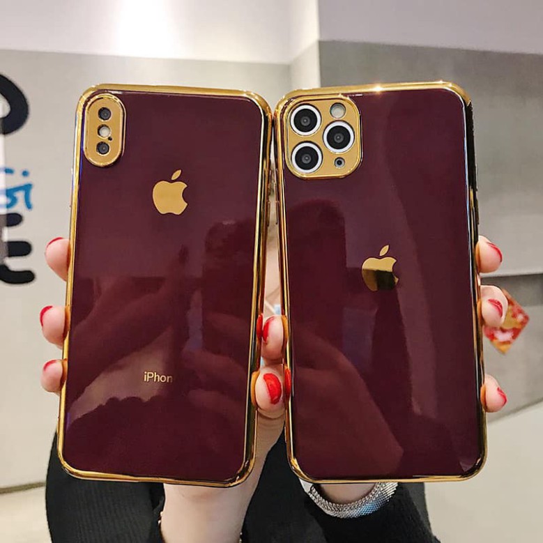 Op.sg - Ốp iphone viền mạ vàng 24k logo táo độc lạ dẻo bóng ip 6,6s/6-6s-plus/7,8/7,8 plus/X-Xs/XSmax/11/11-pro