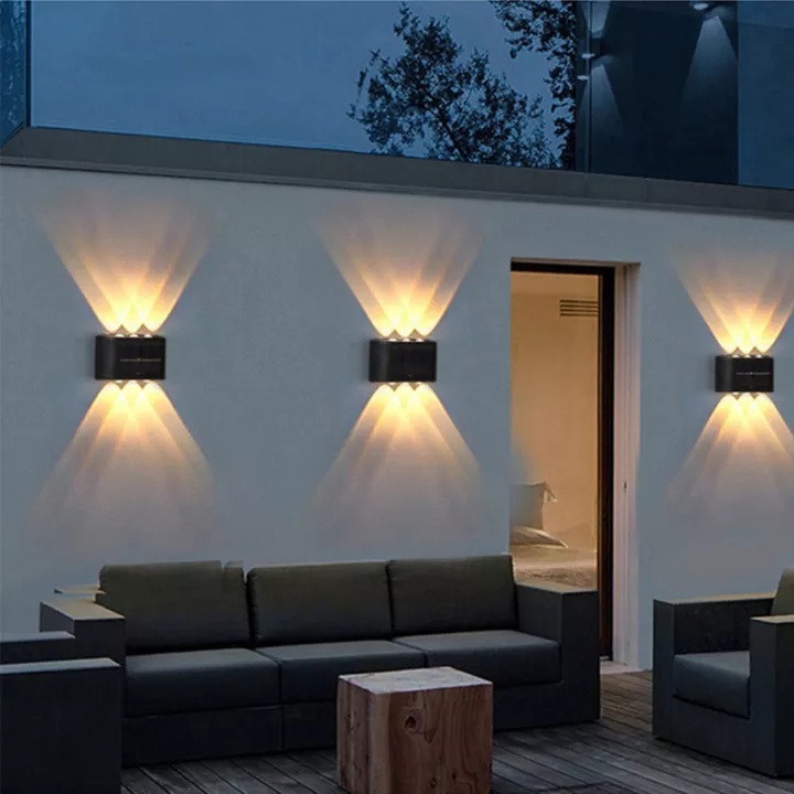 Vimite 10LED ngoài trời năng lượng mặt trời tường ánh sáng không thấm nước tự động đêm vườn ánh sáng lên và xuống sân hàng rào ánh sáng đường phố cảnh quan trang trí ánh sáng