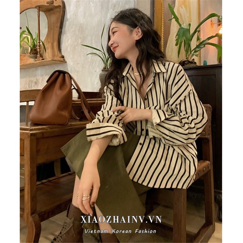 Xiaozhainv Áo Sơ Mi Caro Tay Dài Phong Cách Pháp Thời Trang Cho Nữ