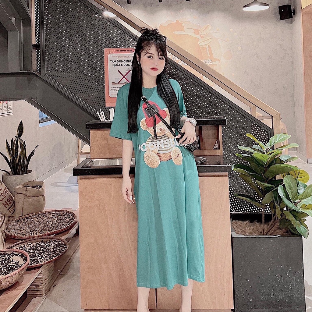 Đầm suông dài , váy suông bầu chất cotton Gemmy House in hình icon